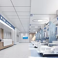 Modern Hospital Outpatient Clinic Interior With Medical Beds Nurse Station And Bright Corridor