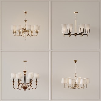 Cream wind chandelier 3d model