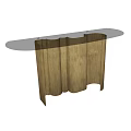 Modern Entryway Console Table And Side Cabinet With Metal Frame And Glass Top