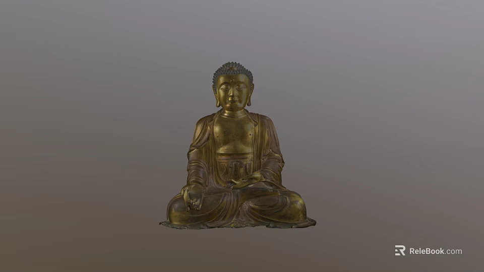 Traditional Bronze Seated Buddha Sculpture With Meditative Hand Gesture Religious Art Piece 3d model 