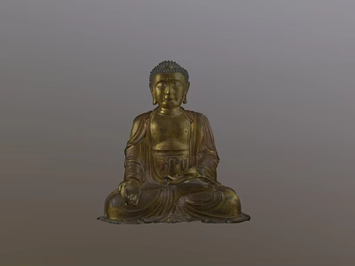 Traditional Bronze Seated Buddha Sculpture With Meditative Hand Gesture Religious Art Piece 3d model