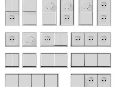 Various Modern Light Switch Panels With Different Switch And Socket Designs For Home Use 3d model