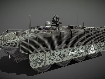 Modern Military Armored Tank With Camouflage Exterior Protective Rails And Equipment 3d model