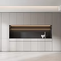 Modern Built in Wine Cabinet with Light Strip and Decorative Object in Living Room