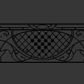 Artistic Wrought Iron Room Partition With Ornate Scroll Patterns And Lattice Grid Design