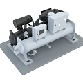Industrial Plant Chiller Unit System With Compressor Piping And Base Structure 3d model