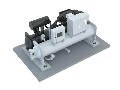 Industrial Plant Chiller Unit System With Compressor Piping And Base Structure 3d model