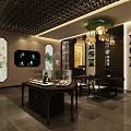Modern Luxury Jewelry Store Interior Design With Display Counters And Chandeliers 3d model