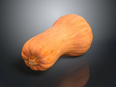 Whole Ripe Fresh Orange Pumpkin Displayed On Dark Background With Reflection 3d model