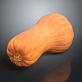 Whole Ripe Fresh Orange Pumpkin Displayed On Dark Background With Reflection
