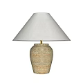 Rustic Table Lamp With Ivory Fabric Shade And Textured Terracotta Base 3d model
