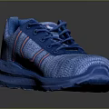 Blue Sports Shoes With Knitted Upper And Pink Stripe For Casual Daily Use