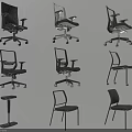 Ergonomic Office Chair Various Designs With Armrests Swivel Wheels And Adjustable Features 3d model