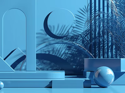 Modern Booth Blue Light Effect Booth 3d model