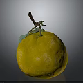Fresh Ripe Yellow Pomelo Fruit With Green Leaves And Brown Stem