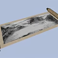Traditional Chinese Landscape Painting On Scroll With Mountain River Ink Wash Style