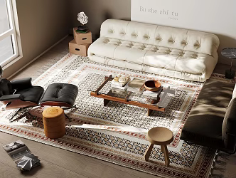 Modern sofa coffee table single chair 3d model