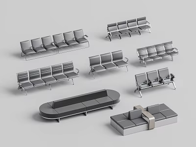 Stylish Landscape Seats Featuring Various Designs Metal Frames And Modular Bench Styles 3d model