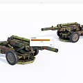 Military Camouflage Towed Artillery Weapons With Wheels And Long Barrels