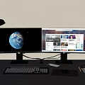 Computer Desktop Computer Keyboard Mouse Desktop Office Supplies Desk Ornaments Headset Mobile Phone Digital Combination 3d model