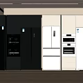 Modern refrigerator freezer built-in refrigerator double door refrigerator oven 3d model