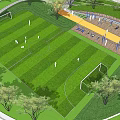 Well Maintained Soccer Field With Green Grass Players Goalposts And Surrounding Trees