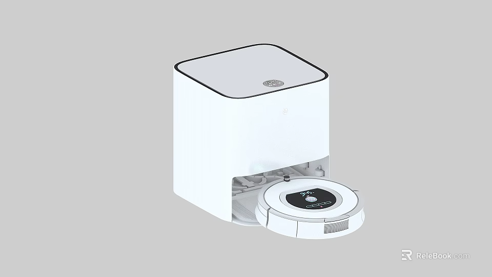 Smart Robot Vacuum Machine with White Docking Station and Auto Charging Function 3d model 