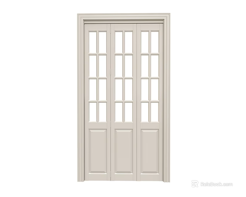White Modern Interior Swing Door With Glass Panels And Panel Design 3d model