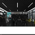 Modern Car 4S Shop Showroom Interior With Leather Seats Tire Displays And White Strip Lighting