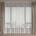 Beige Thick Curtains With White Sheer Layers For Window Indoor City View