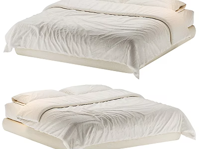 Comfortable Double Bed With Soft White Linens And Plush Pillows Design 3d model