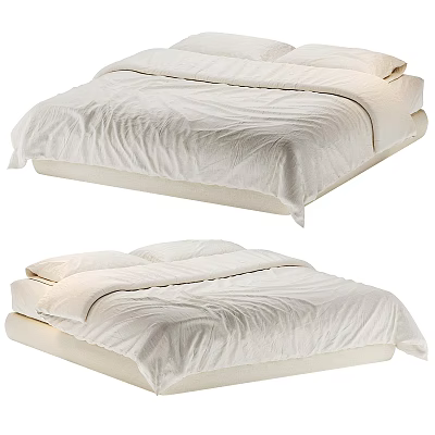 Comfortable Double Bed With Soft White Linens And Plush Pillows Design 3d model