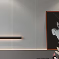 Modern Bedroom Accent Wall With Wooden Slats Gray Panels And Decorative Artwork