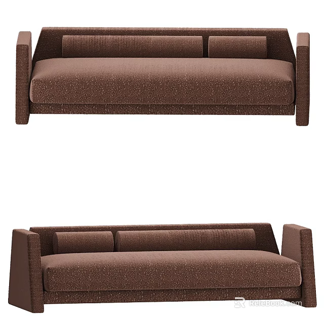 Modern Brown Upholstered Sectional Sofa With Clean Lines And Contemporary Design 3d model