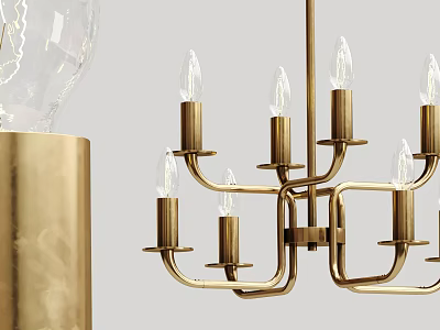 Brass Modern Chandelier with Multiple Candlestick Bulbs for Home Interior Decor 3d model
