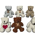 Cute Teddy Bear Dolls In Various Colors With Different Poses And Bow Ties