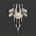 Futuristic Spaceship With Sleek White Blue Red Design And Transparent Cockpit