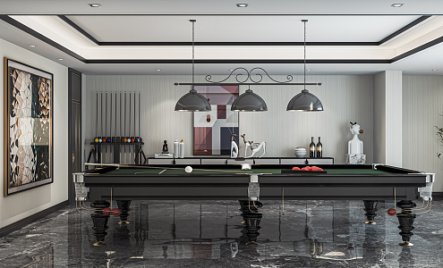 Modern billiard room home billiard room fitness room recreation room fitness equipment 3d model