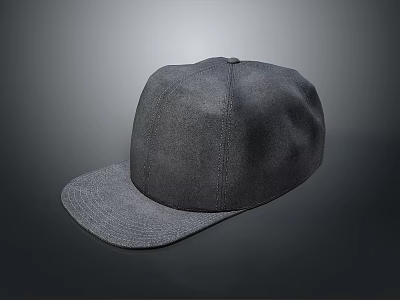 Gray Flat Brim Hat For Daily Casual Wear With Soft Fabric Design 3d model