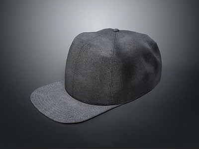 Gray Flat Brim Hat For Daily Casual Wear With Soft Fabric Design 3d model