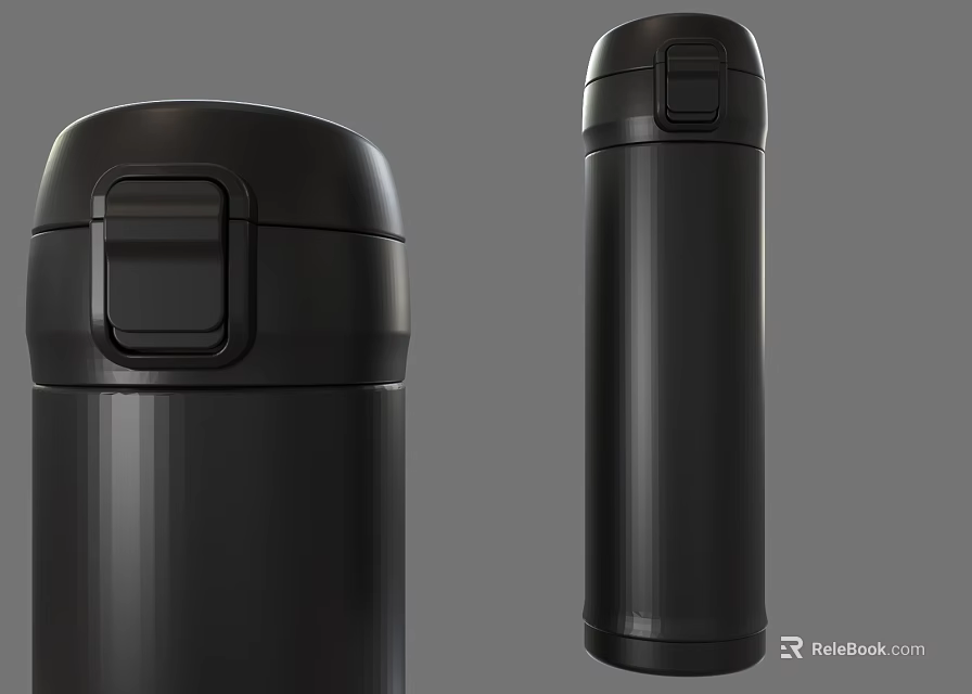 Black Stainless Steel Vacuum Insulated Cup With Sleek Design And Button Lid For Daily Use 3d model 