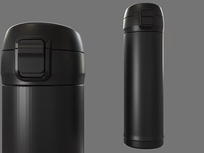 Black Stainless Steel Vacuum Insulated Cup With Sleek Design And Button Lid For Daily Use 3d model
