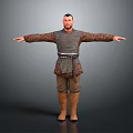 Male Medieval Game Film Character With Gray Vest Brown Clothing And Outstretched Arms