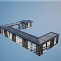 Modern Outdoor Pergola Design With Glass Railings And L Shaped Dark Roof