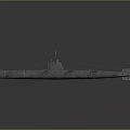 3D Rendered Silver Metallic Submarine With Long Streamlined Body Conning Tower And Antenna