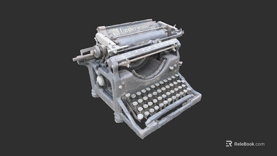 Vintage Typewriter With Metal Body And Classic Retro Keyboard Design 3d model 