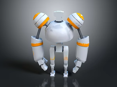 Smart Machine With White Body And Orange Accents In 3D Robot Design 3d model