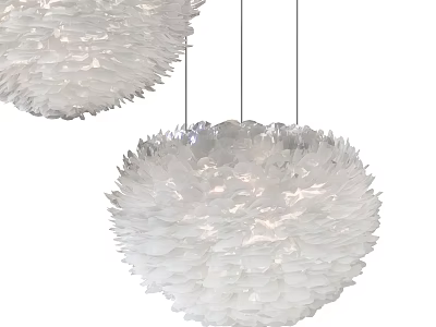 Modern Elegant White Feather Spherical Chandelier Hanging Interior Decor Design 3d model