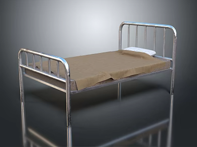 Medical Equipment Hospital Bed with Metal Frame Mattress and Pillow for Patient Care 3d model