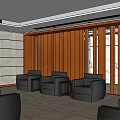 Modern Reception Area Interior With Wooden And Marble Walls Desk And Office Chair